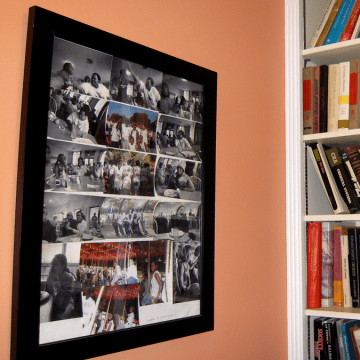 Bookshelves and a poster in the Betty Shabazz Cultural Center