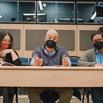 Glascock Intercollegiate Poetry Competition 2022 judges: Mary-Kim Arnold, Oliver de la Paz, and Nathan McClain.