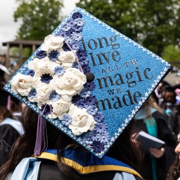Mount Holyoke Commencement 2024 - Mortarboard decorated with the words long live all the magic we made
