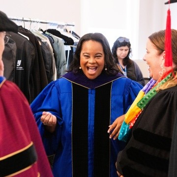 President Danielle R. Holley in regalia with faculty