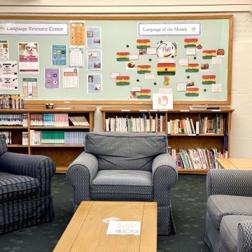 The lounge area of the Language and Culture Commons