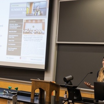 Student presenting at LEAP Symposium 2023