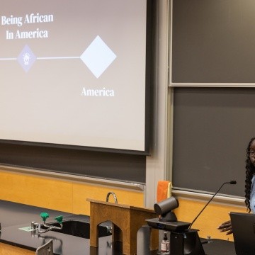 Student presenting at Senior Symposium in 2023