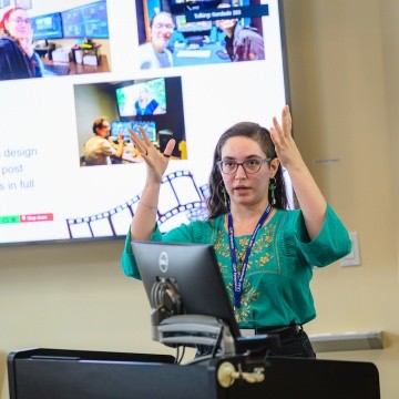 A student presents at the LEAP Symposium at Mount Holyoke College, October 2025