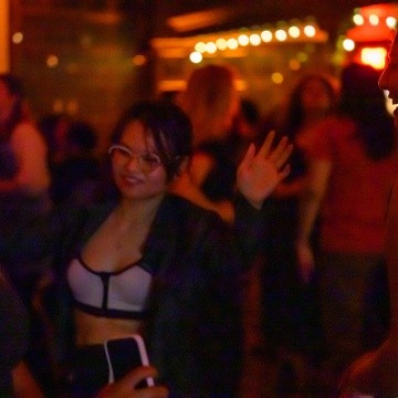 A student enjoying Noche Latina, held at Mount Holyoke College on 10/4/2024.