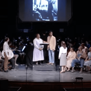 A scene from Dark River: The Fannie Lou Hamer Story - Robert Moses & Fannie Lou Hamer