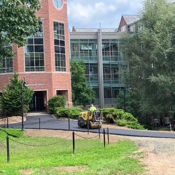 Repaving the walkways during phase one of the geothermal project