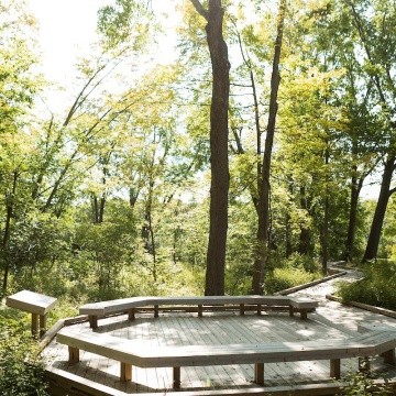 The octagonal area of the Project Stream boardwalk that is used as a classroom space