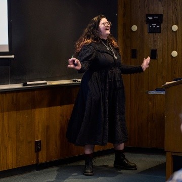 Senior presents during Senior Symposium at Mount Holyoke College, April 18, 2025.