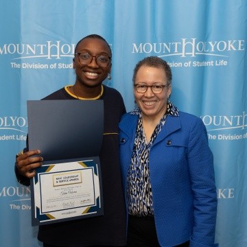 Tahin Osborne, award winner, with Dr. Beverly Daniel Tatum