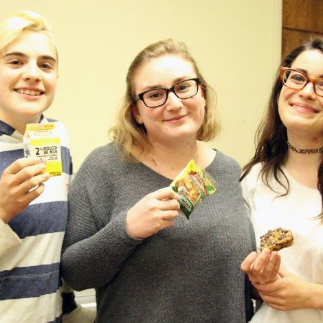 Liz Tucksmith and friends enjoying their study break with snacks