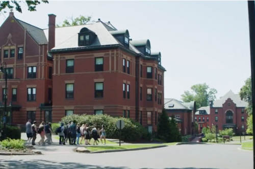 A group of prospective students taking a campus tour