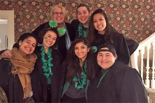 A group of students with President Sonya Stephens during DisOrientation