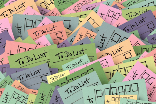 Many colorful to-do lists