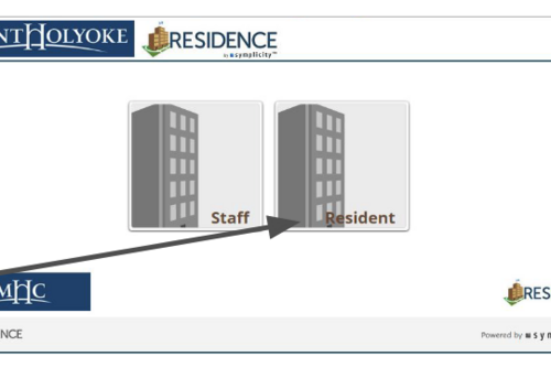 Screenshot of the Residence software login page