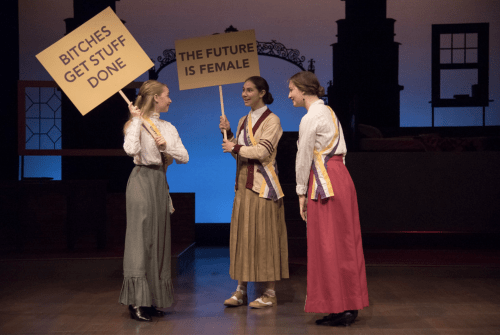 Students performing a scence from the play  Bull in a China Shop