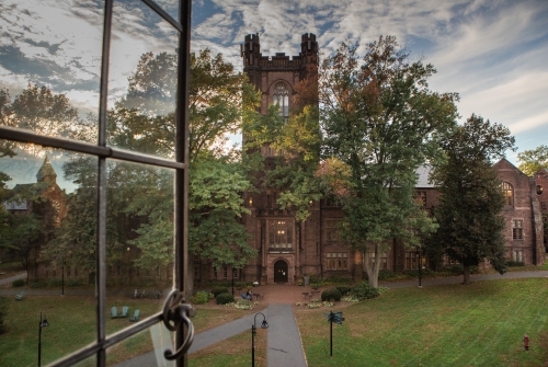 Mount Holyoke library from an open window