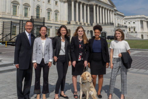 Mount Holyoke students pose in front of the U.S. Capitol