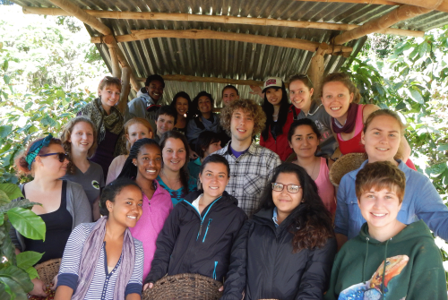 A group of students in a study abroad program in Costa Rica