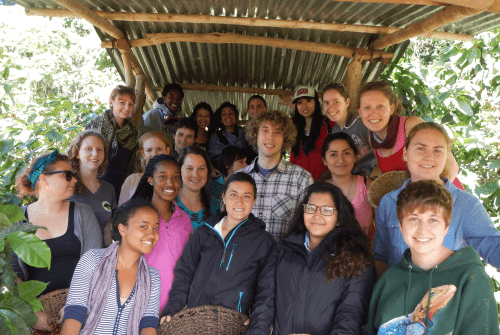 A group of students in a study abroad program in Costa Rica