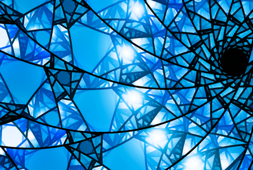 Blue stained glass mosaic