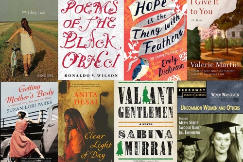 A collage of book covers by creative writing alums and visiting professors