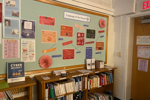 Language of the month board in the Language & Culture Commons