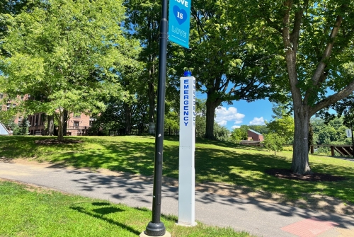 An emergency pole on the Mount Holyoke College campus