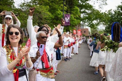 Excitement from alums at the Laurel Parade at Mount Holyoke College