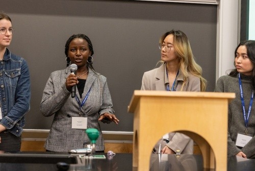 A panel of students in discussion during their LeAP Panel, 2023.
