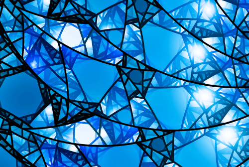 Blue stained glass mosaic