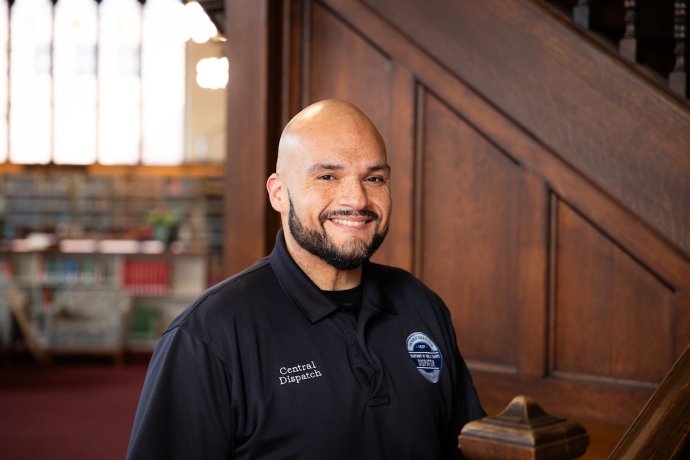 Alex Gonzalez in the Mount Holyoke College library's Reading Room