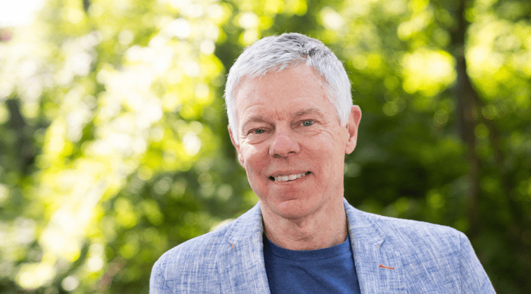 William Seigh in 2023 on the Mount Holyoke College campus. Photo by Joanna Chapman.