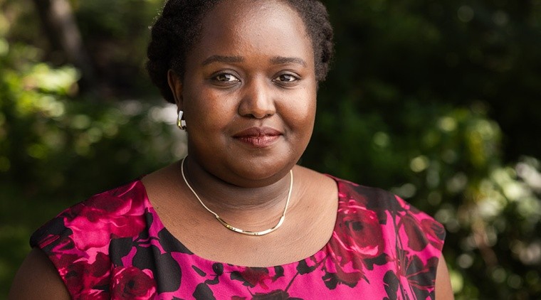 Diane Uwacu on the Mount Holyoke campus in 2023. Photo by Joanna Chattman.