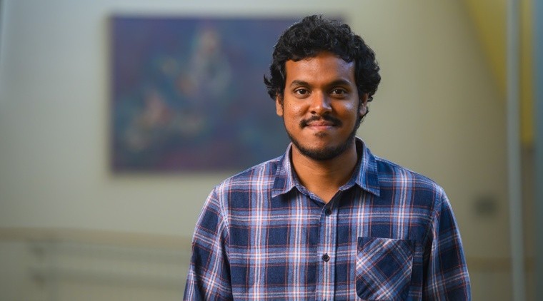 Ishfaaq Mohammed Imtiyas, Visiting Instructor in Statistics. 2024. Photo by Max Wilhelm.