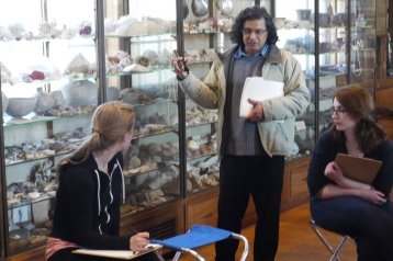 Professor Ajay Sinha teaches a class in the Joseph Allen Skinner Museum.