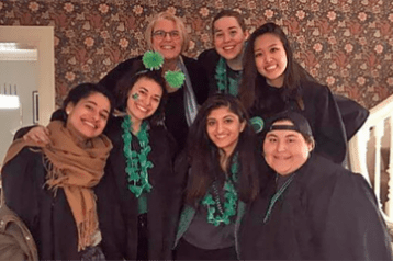 A group of students with President Sonya Stephens during DisOrientation