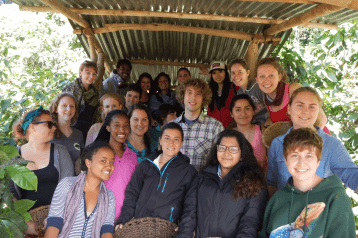 A group of students in a study abroad program in Costa Rica