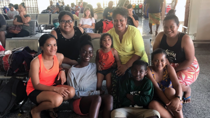 Donari Yahzid and her host family when she studied abroad in Samoa