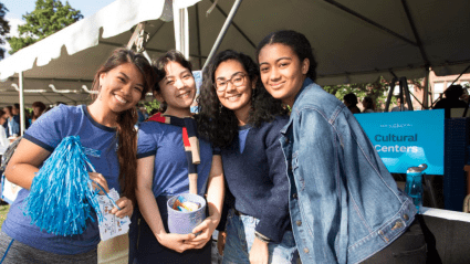 Photo of Millie Koong ’18, Michelle Araque Perez ’18, Gabby Hernandez ’19 and Kalea Martín ’19
