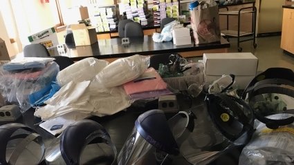 Personal protective equipment donated by Mount Holyoke College