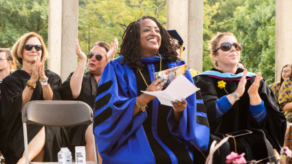 Photo of Kijua Sanders-McMurtry at Mount Holyoke College Convocation 2018