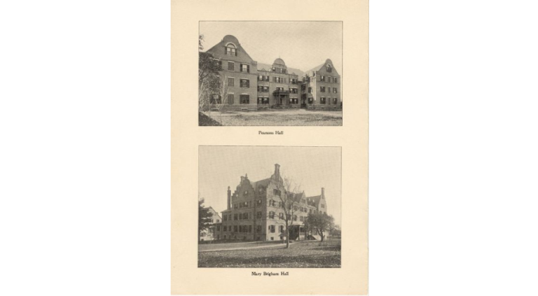 A brochure containing photographs of the principal buildings of Mount Holyoke College in 1898.