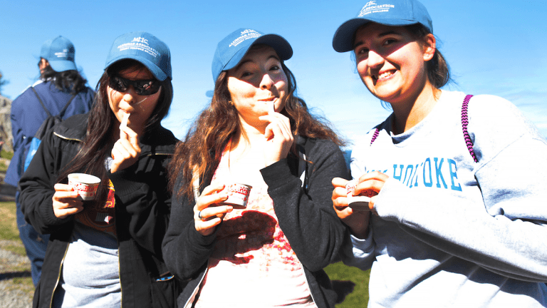 Students enjoying their ice cream o Mountain Day 2015.