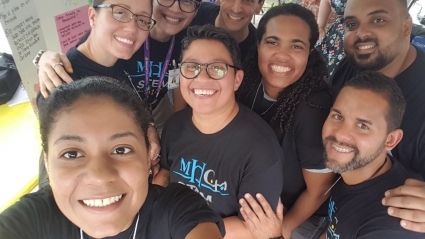 STEM Camp - Staff takes a selfie (group photo)