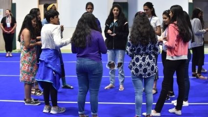 MHC Shakti students in a circle doing an exercise