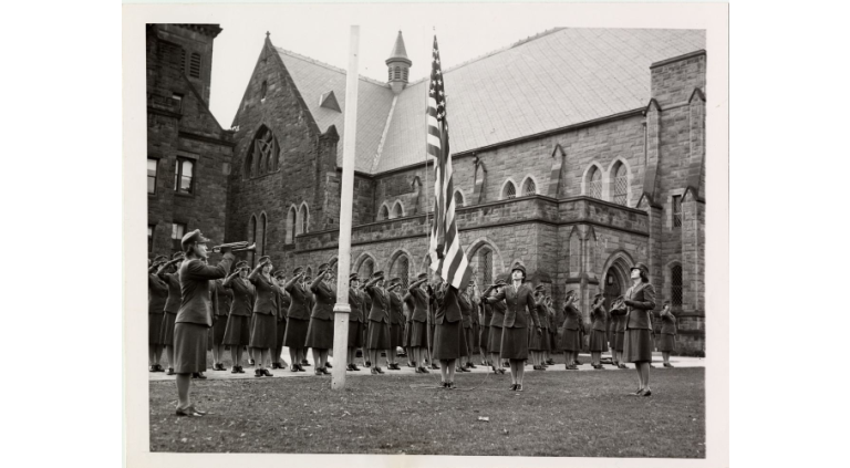 Marines training at Mount Holyoke College, 1943.