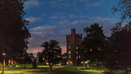 The Mount Holyoke College campus at dusk