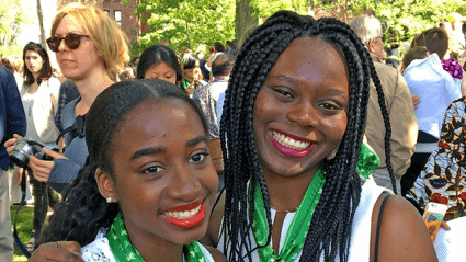 Nkori Edem ’17 (left) and Alheri Egor-Egbe ’17 (right) at the 2017 Laurel Chain Parade