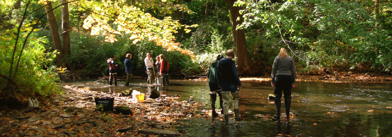 Students at the project stream water monitoring site
